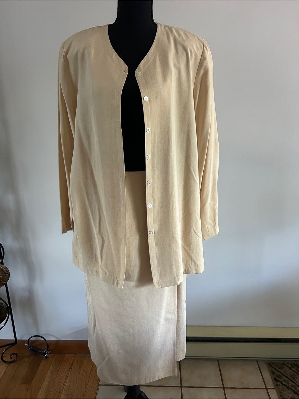 Talbots Cream Button-Front Blazer Jacket with Matching Skirt